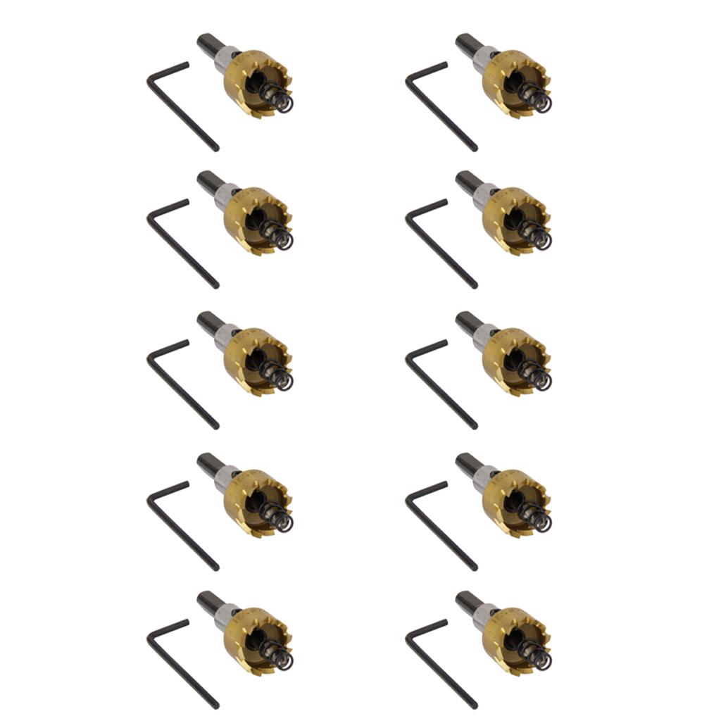 10 Sets 22mm Carbide Tip Drill Bit Cutter for Metal Stainless Steel