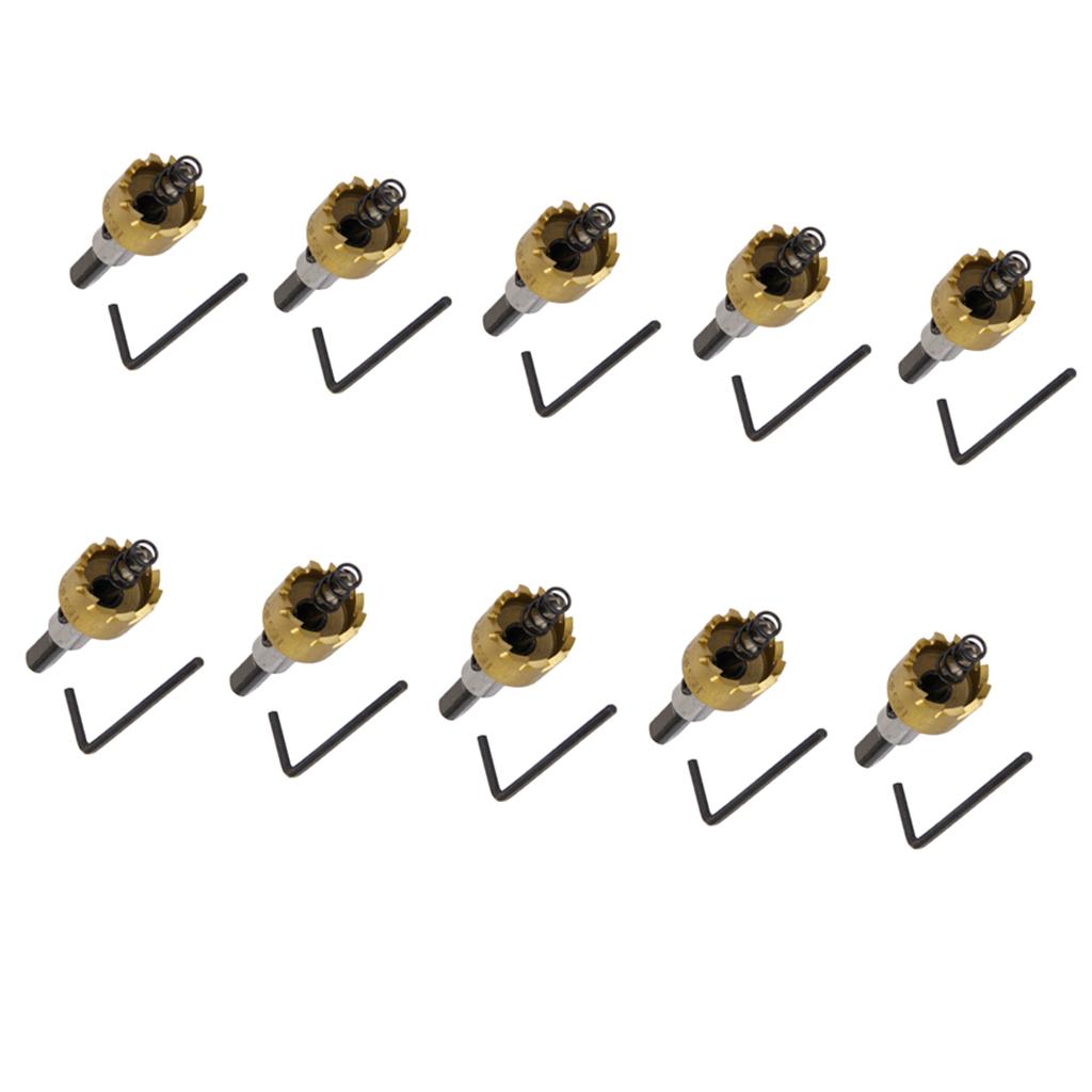 10 Sets 22mm Carbide Tip Drill Bit Cutter for Metal Stainless Steel