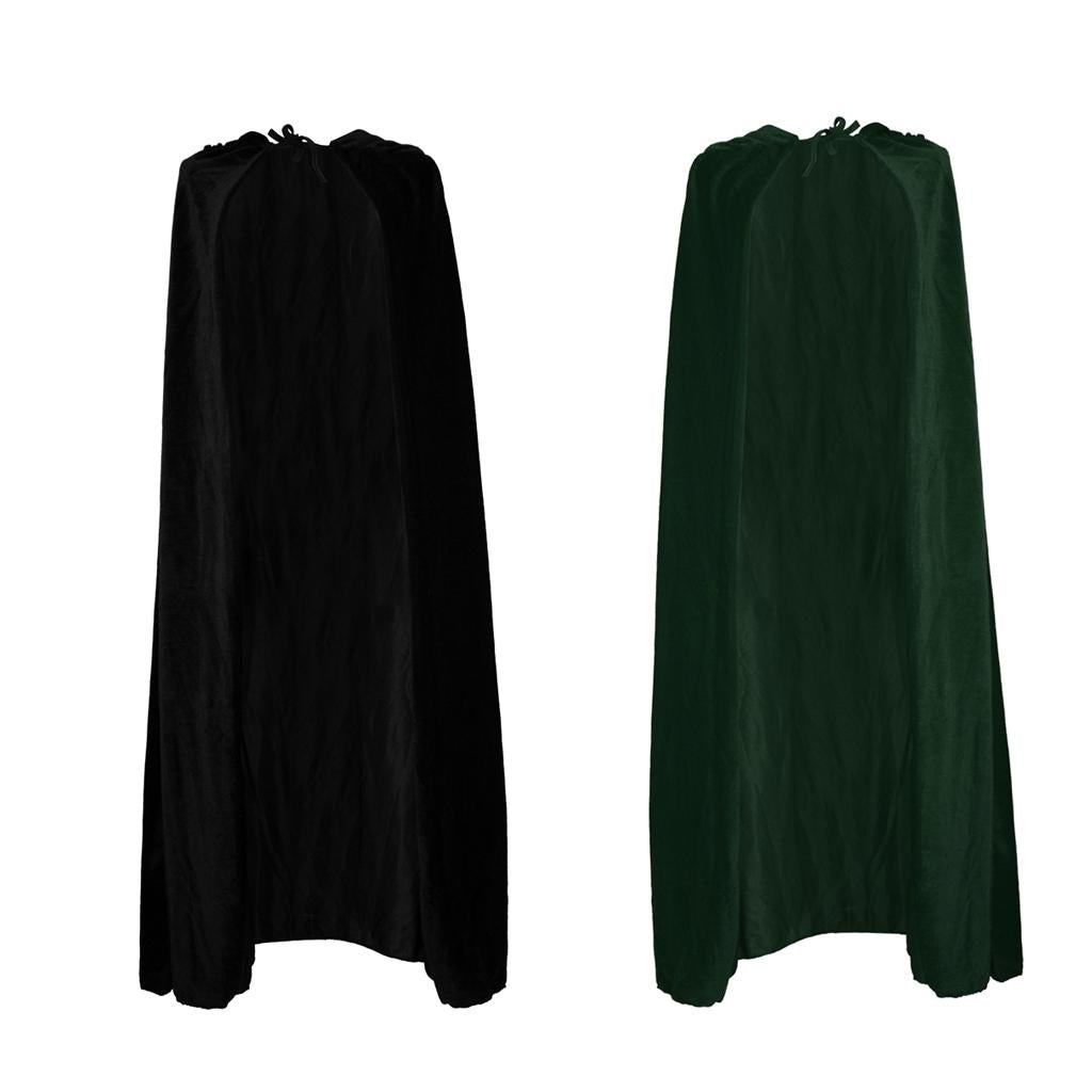 2 Pieces Adult Velvet Hooded Capes Gothic Devil Cloak Medieval Witch Costume