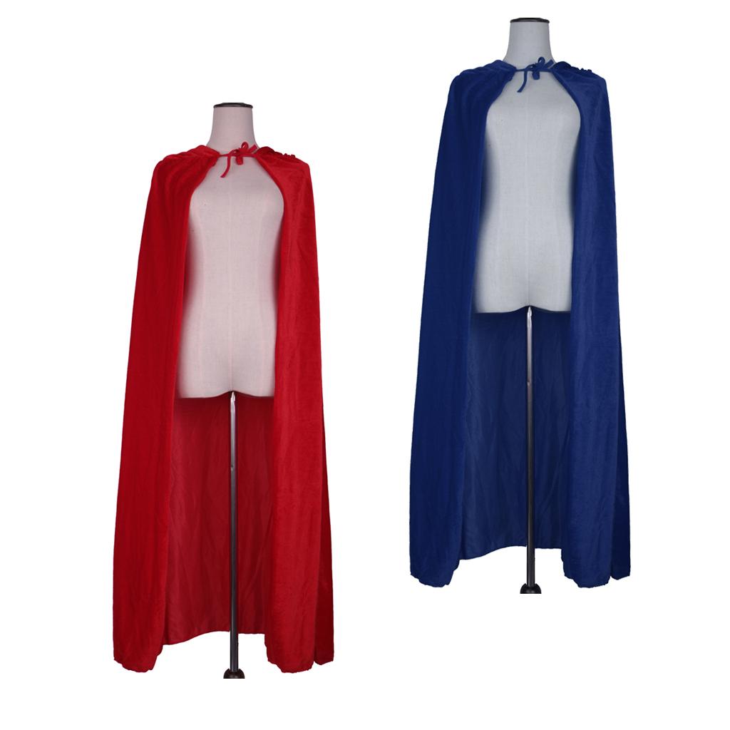 2 Pieces Adults Velvet Hooded Cape Gothic Devil Cloak Medieval Witch Costume