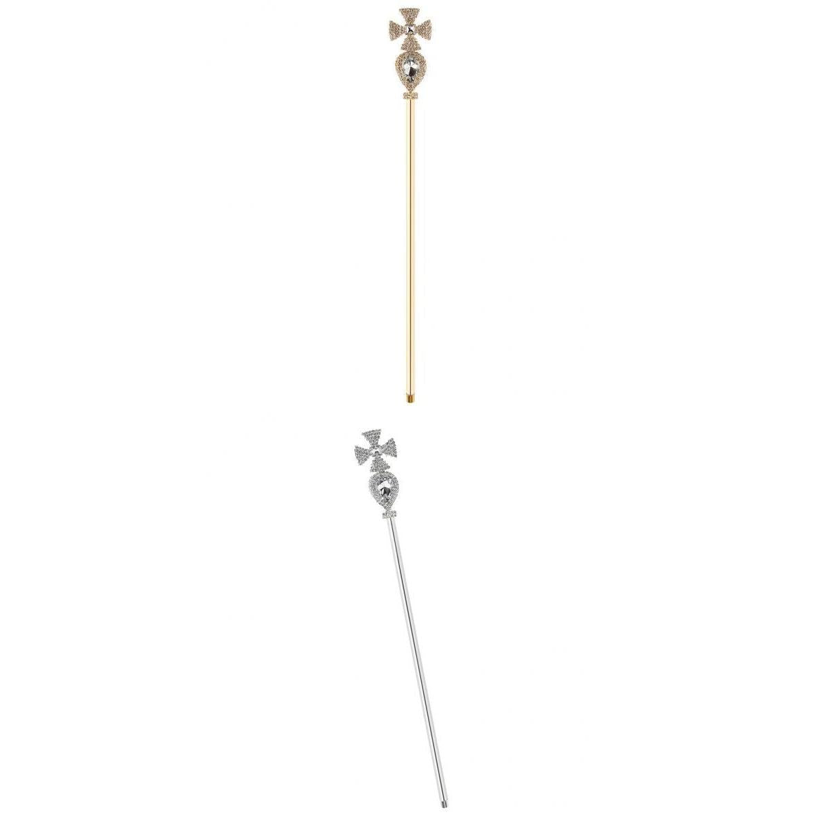 2 Pieces Fairy Princess Queen Cross Crystal Wands Magic Scepter Fancy Dress