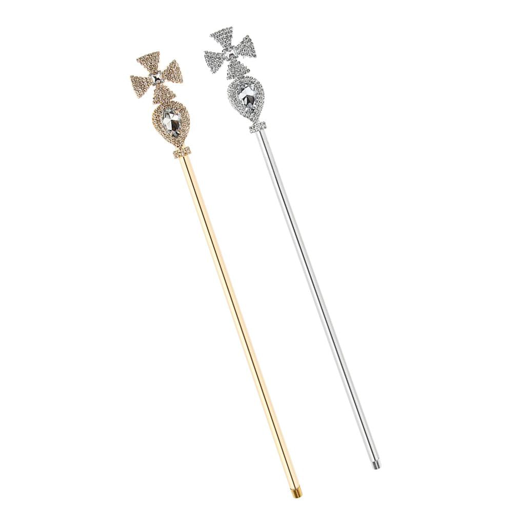2 Pieces Fairy Princess Queen Cross Crystal Wands Magic Scepter Fancy Dress