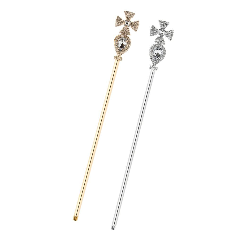 2 Pieces Fairy Princess Queen Cross Crystal Wands Magic Scepter Fancy Dress