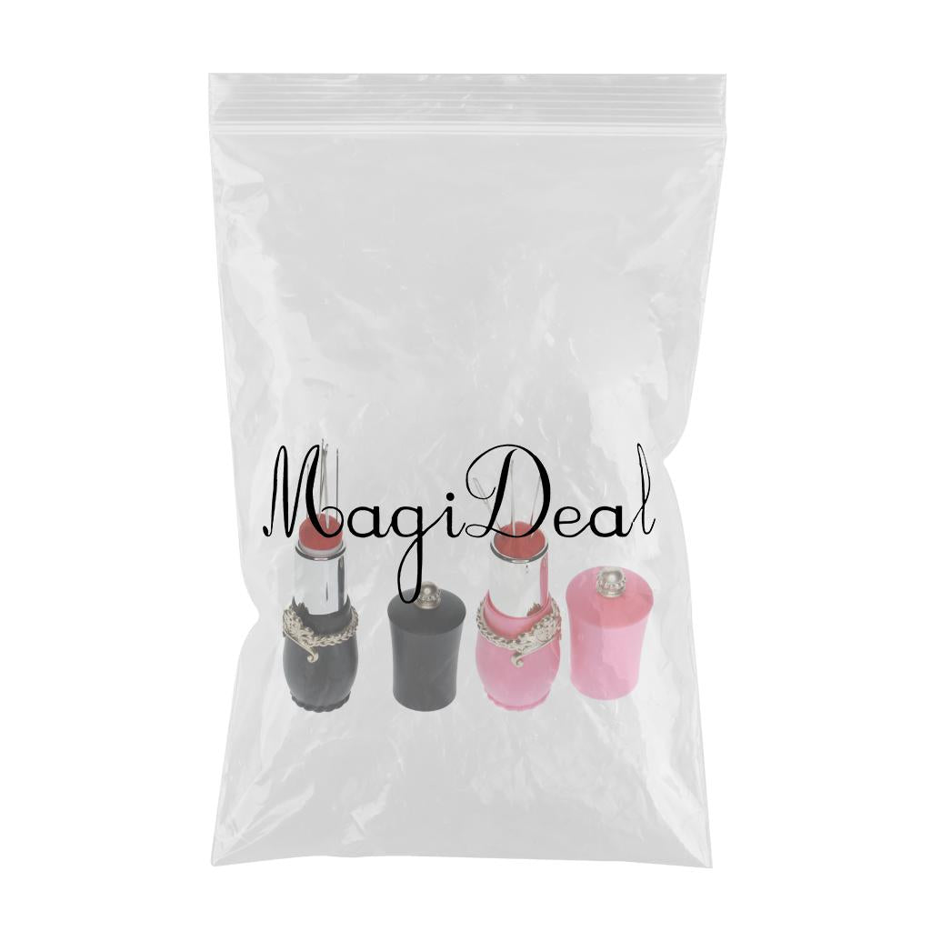 2PCS Lipstick Shaped Needles Pin Cushion Holder with 10pcs Sewing Needles