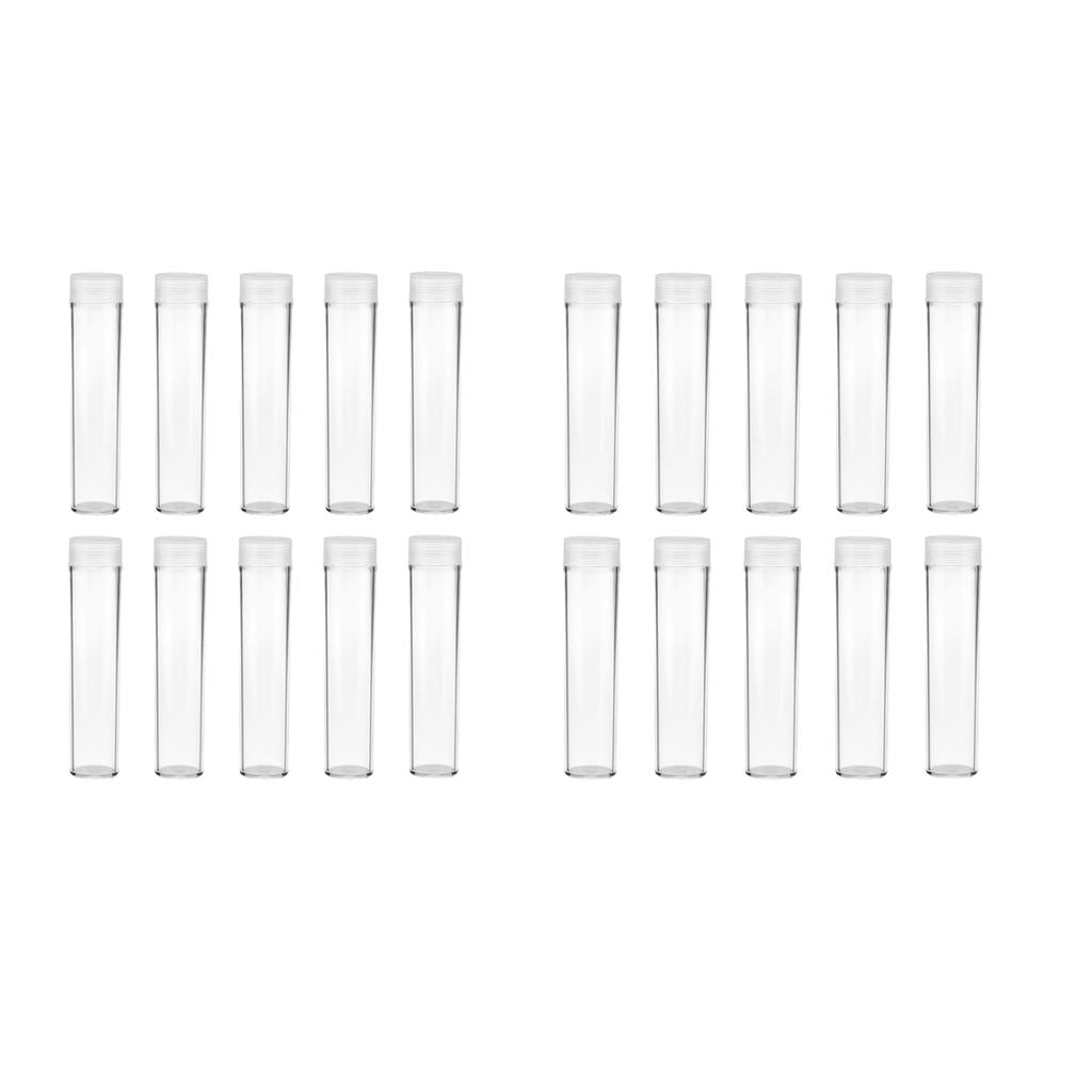 20Pcs Protective Tube Holder Clear Round Cases Coin Storage Boxes 20.5/25mm