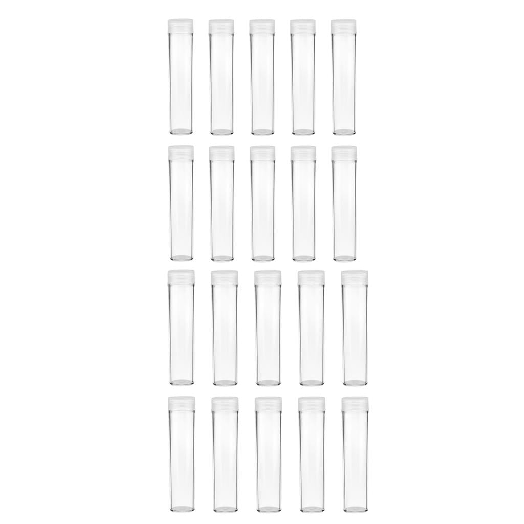 20Pcs Protective Tube Holder Clear Round Cases Coin Storage Boxes 20.5/25mm