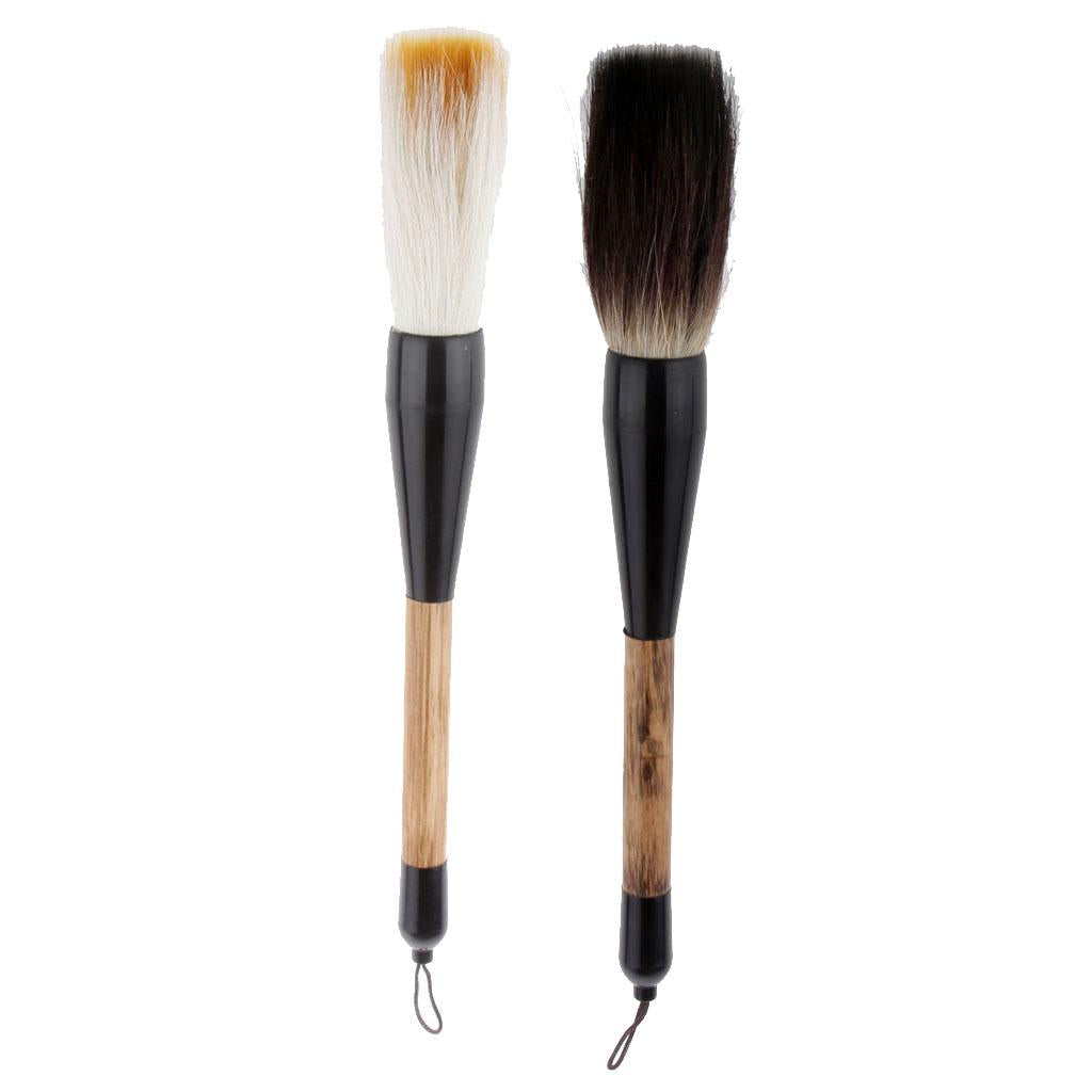 2PCS Wolf & Goat Hair Bamboo Shaft Chinese Writing Brush Calligraphy Brush