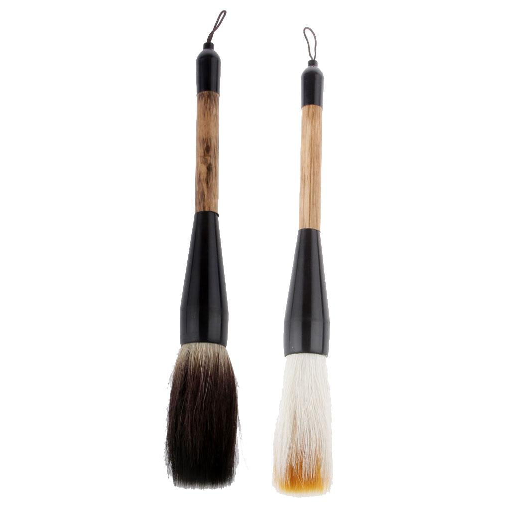 2PCS Wolf & Goat Hair Bamboo Shaft Chinese Writing Brush Calligraphy Brush