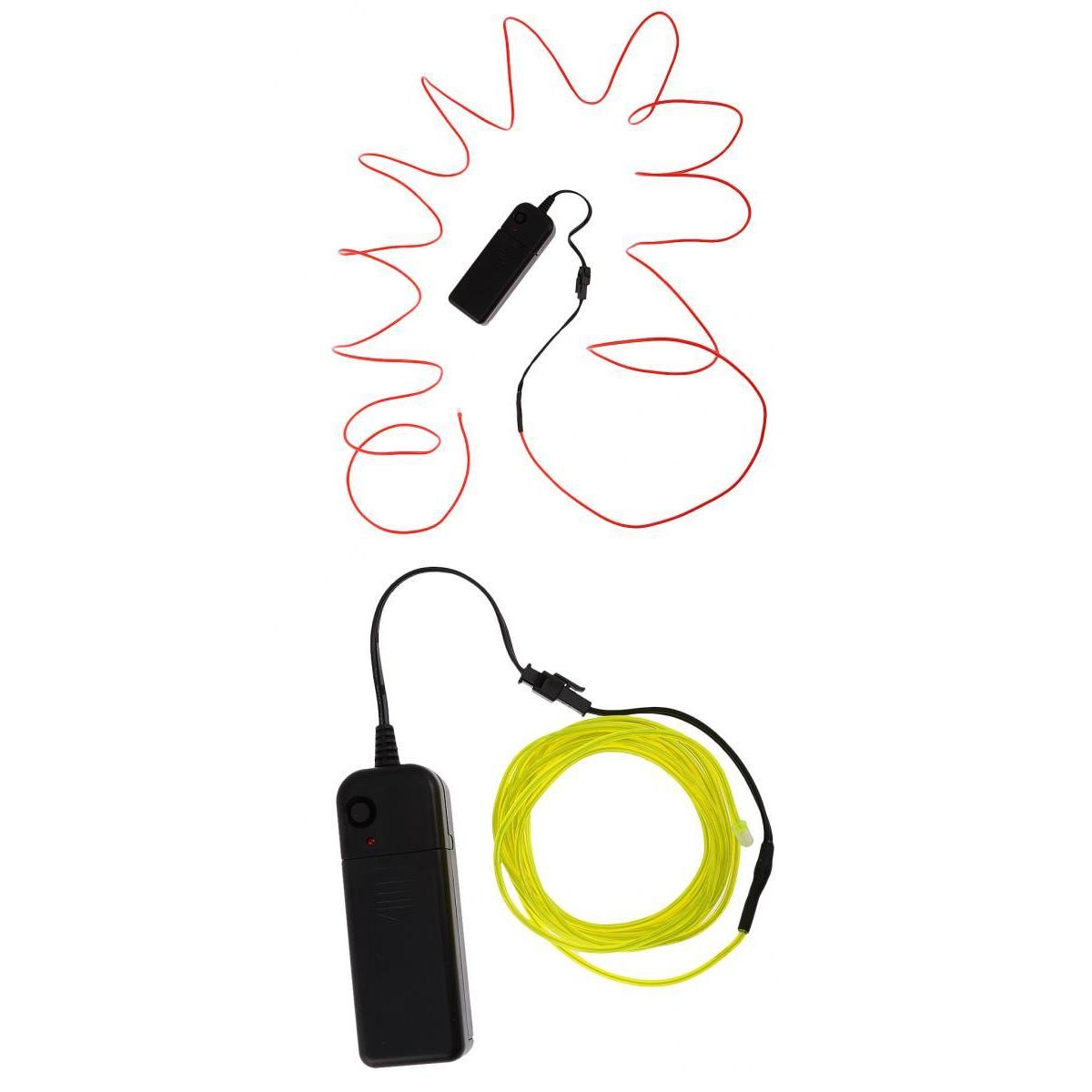2Pcs Luminescent Neon LED Light Glow EL Wire String 5m Red+Fluorescent Green