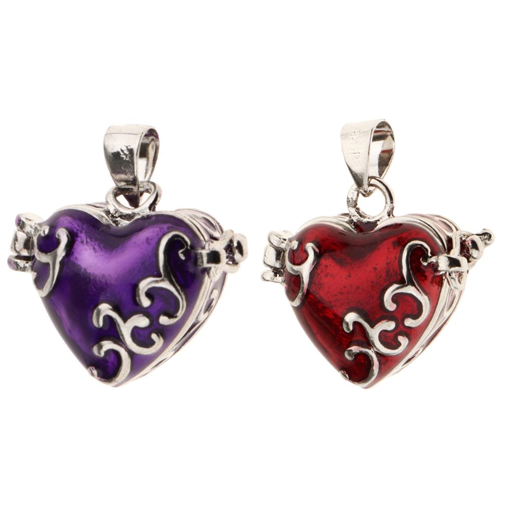 2 Pieces Heart Enamel Openable Cremation Keepsake Urn Pendant Fit Necklace
