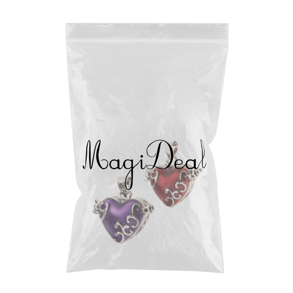 2 Pieces Heart Enamel Openable Cremation Keepsake Urn Pendant Fit Necklace
