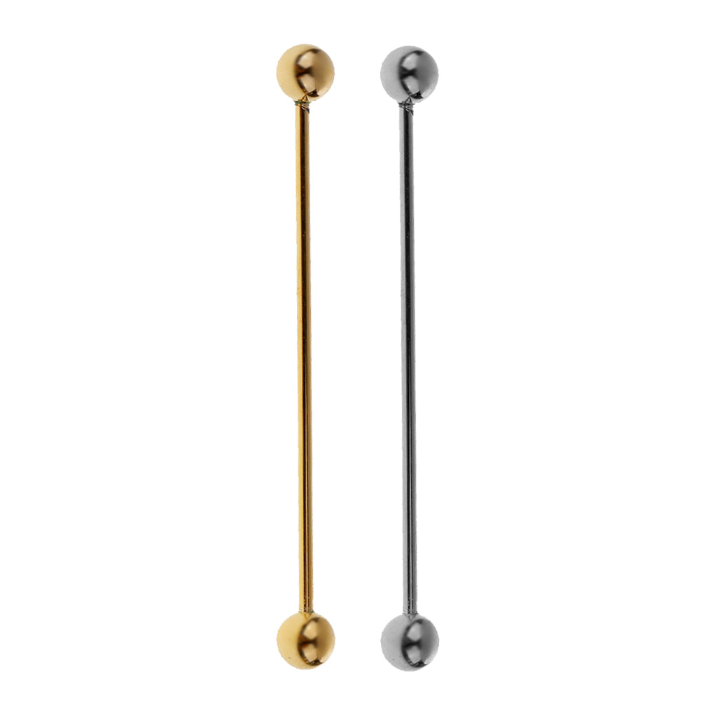 2 Pieces Skinny Pin Round Barbell Collar Tie Clip Clasp Bar Necktie Tie Pin