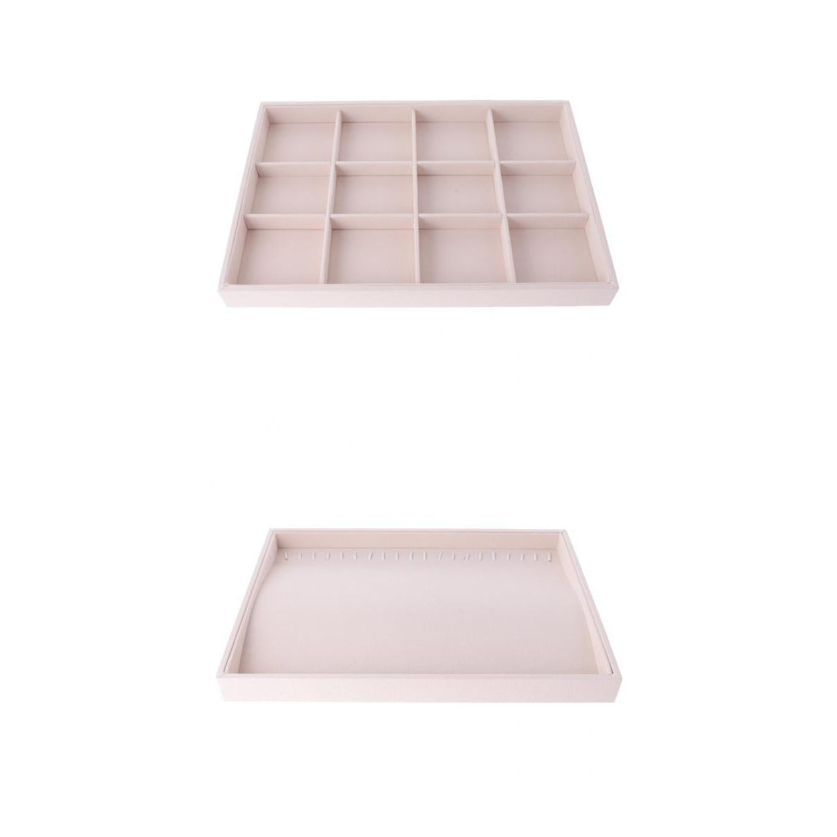 2 Pieces Earrings Bracelet Necklace Display Organizer Box Tray Showcase