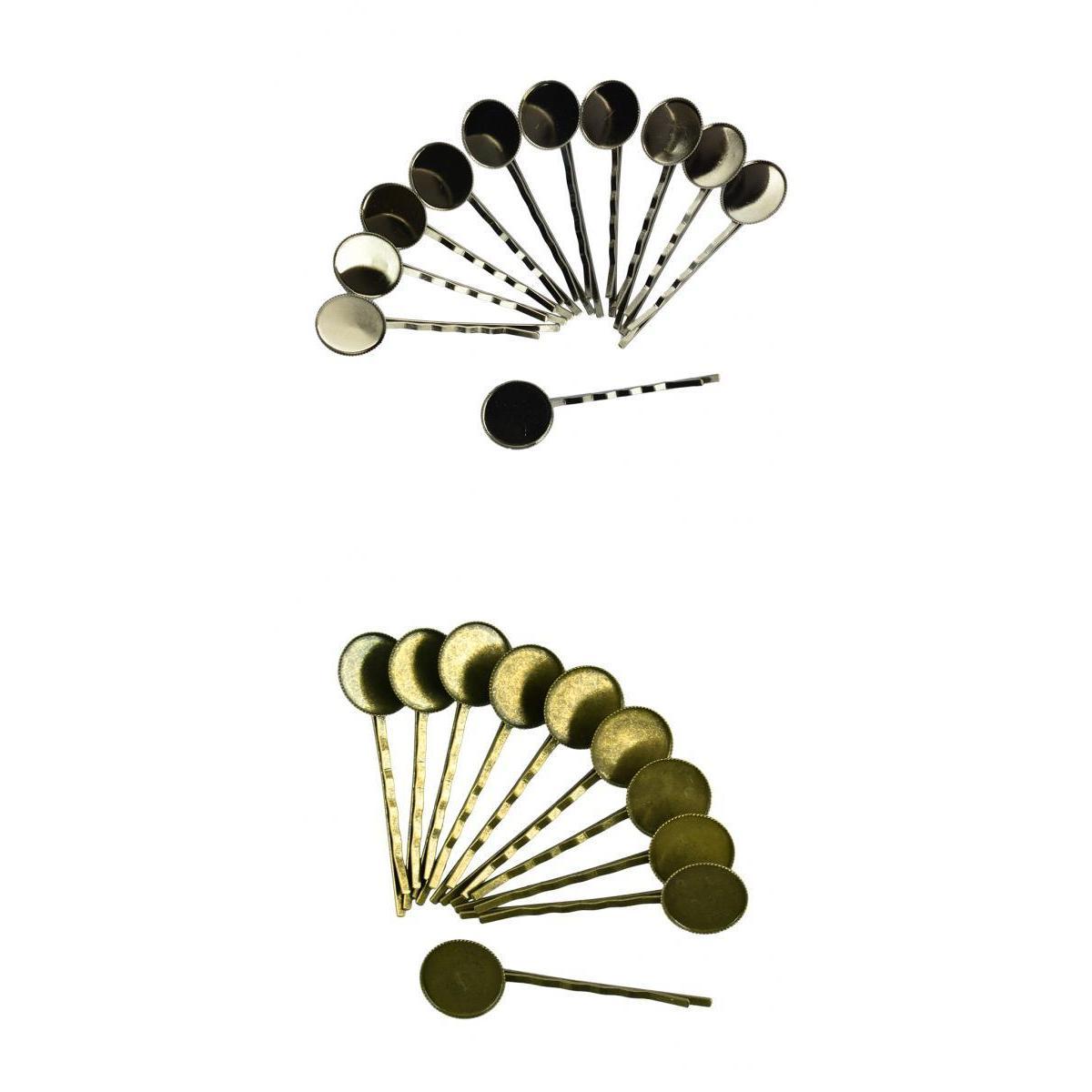 20 Pieces Hair Slide with 18mm Cabochon Bezel Setting Tray Bronze and Black