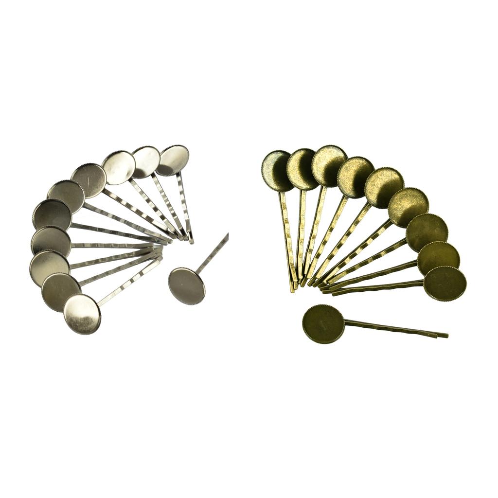 20 Pieces Hair Slide with 18mm Cabochon Bezel Setting Tray Bronze and Black