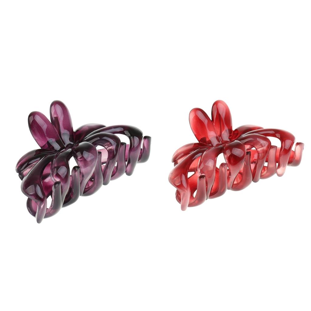 2pcs Simple Design Floral Gorgeous Color Acrylic Hair Claw Clip Accessories
