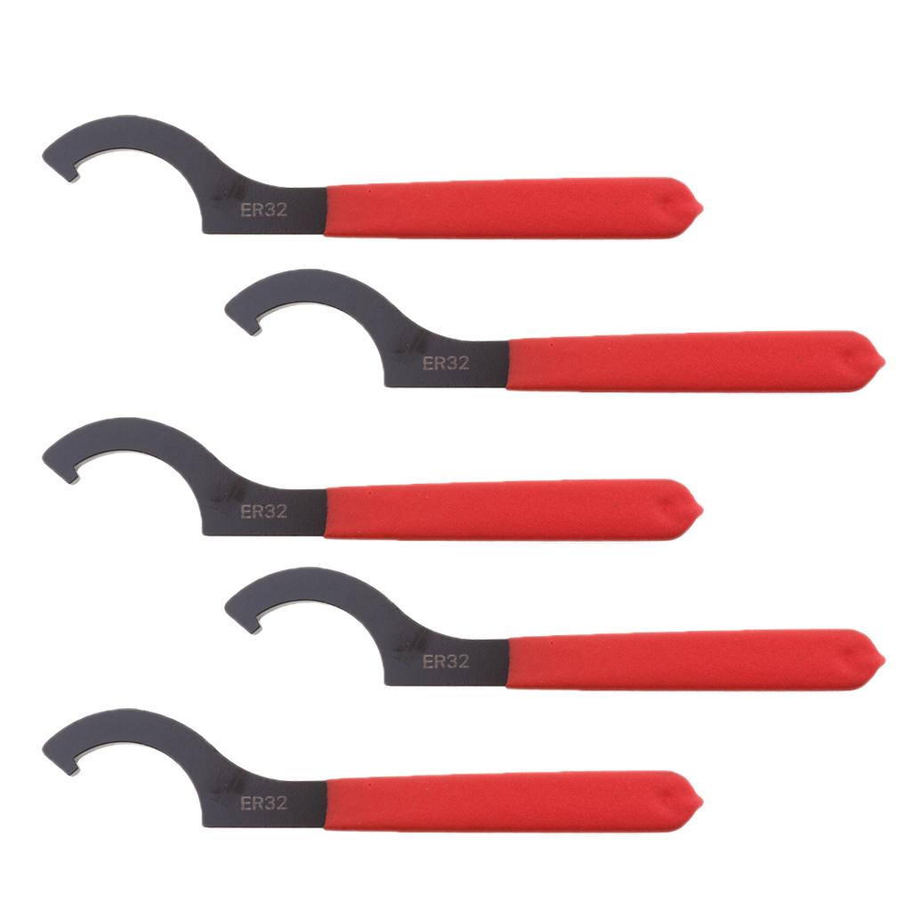 5 Pieces ER32 Hook Spanner Wrench for ER Chuck Nut CNC Holder ER 32 ER-32