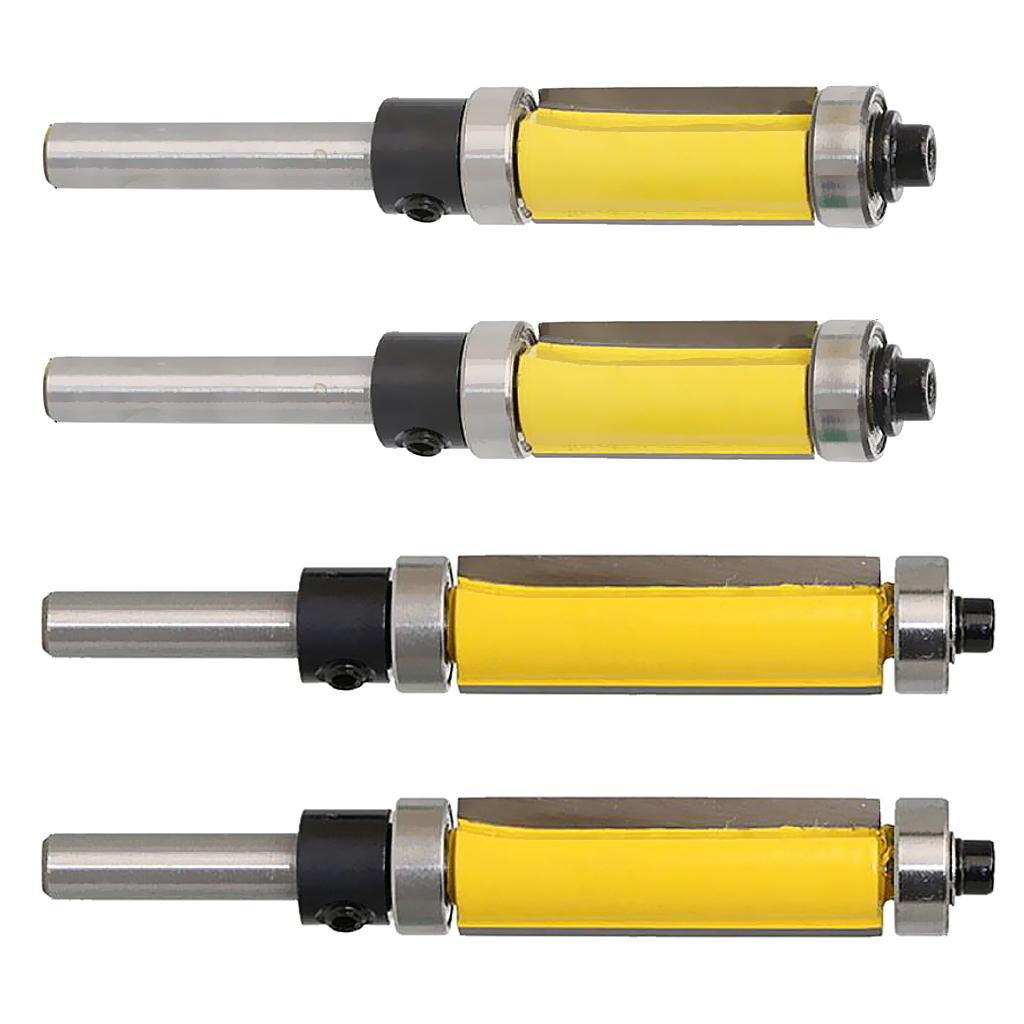 4 Piece Solid Carbide Flush Trim Top & Bottom Bearing Router Bit 25mm & 38mm