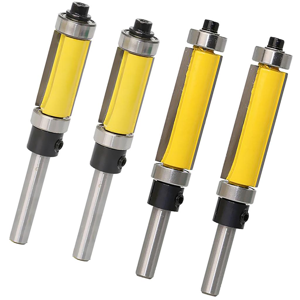 4 Piece Solid Carbide Flush Trim Top & Bottom Bearing Router Bit 25mm & 38mm