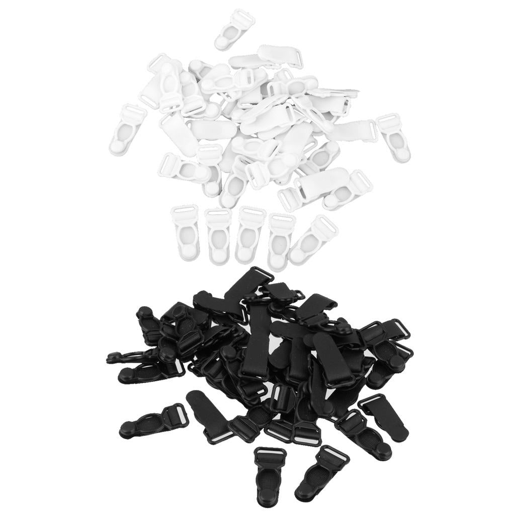100pcs Womens Plastic Garter Belt Clips Hooks Suspender Clips Black & White