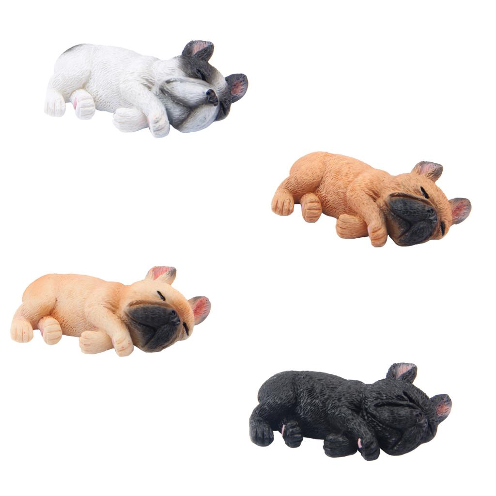 4 Pieces Sleeping Corgi Dog Garden Mini Dollhouse Figurine Decor