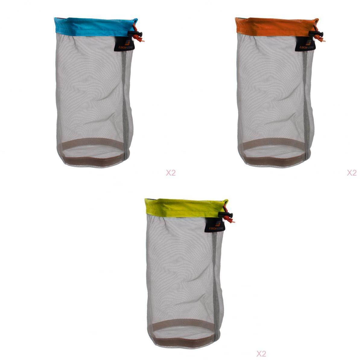 6 Pieces Ultra Light Mesh Stuff Sack Storage Bag Pouch for Tavel Camping