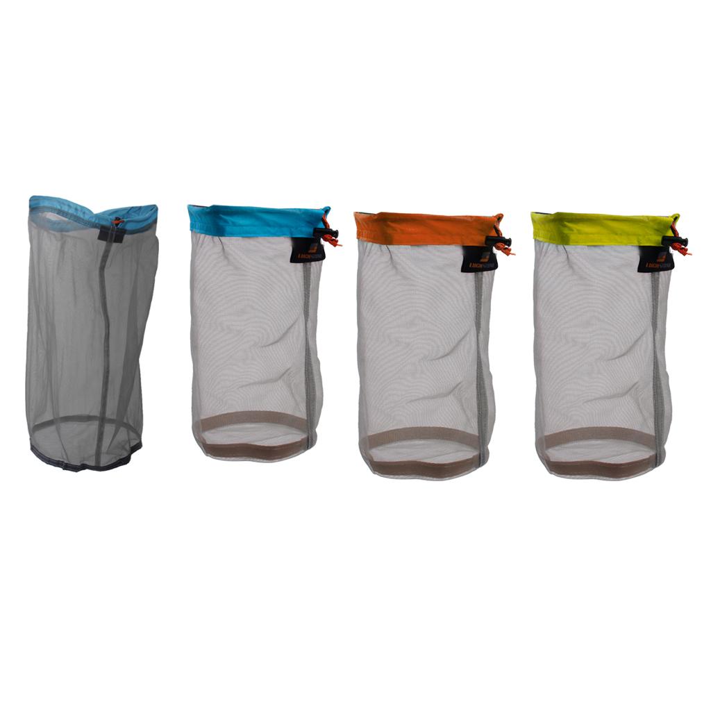 4 Pieces Ultra Light Mesh Stuff Sack Storage Bag Pouch for Tavel Camping