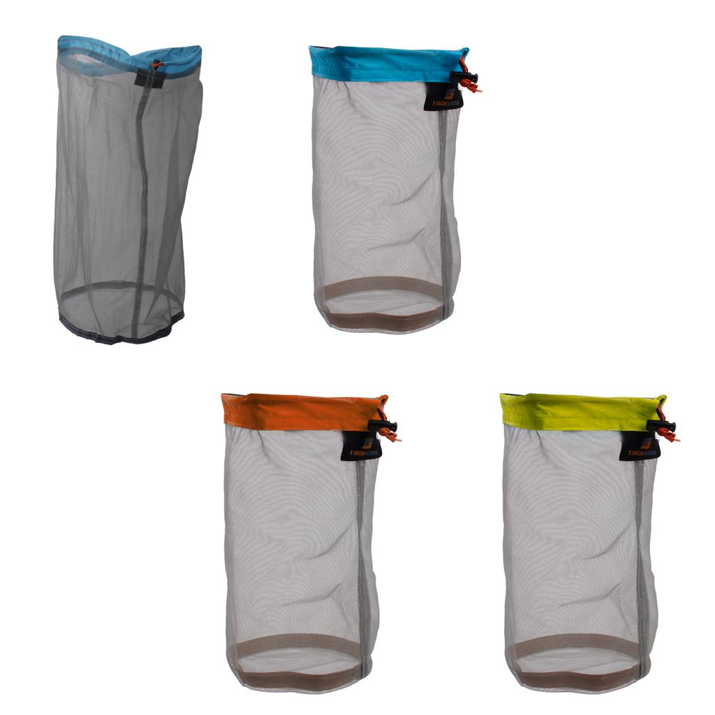 4 Pieces Ultra Light Mesh Stuff Sack Storage Bag Pouch for Tavel Camping