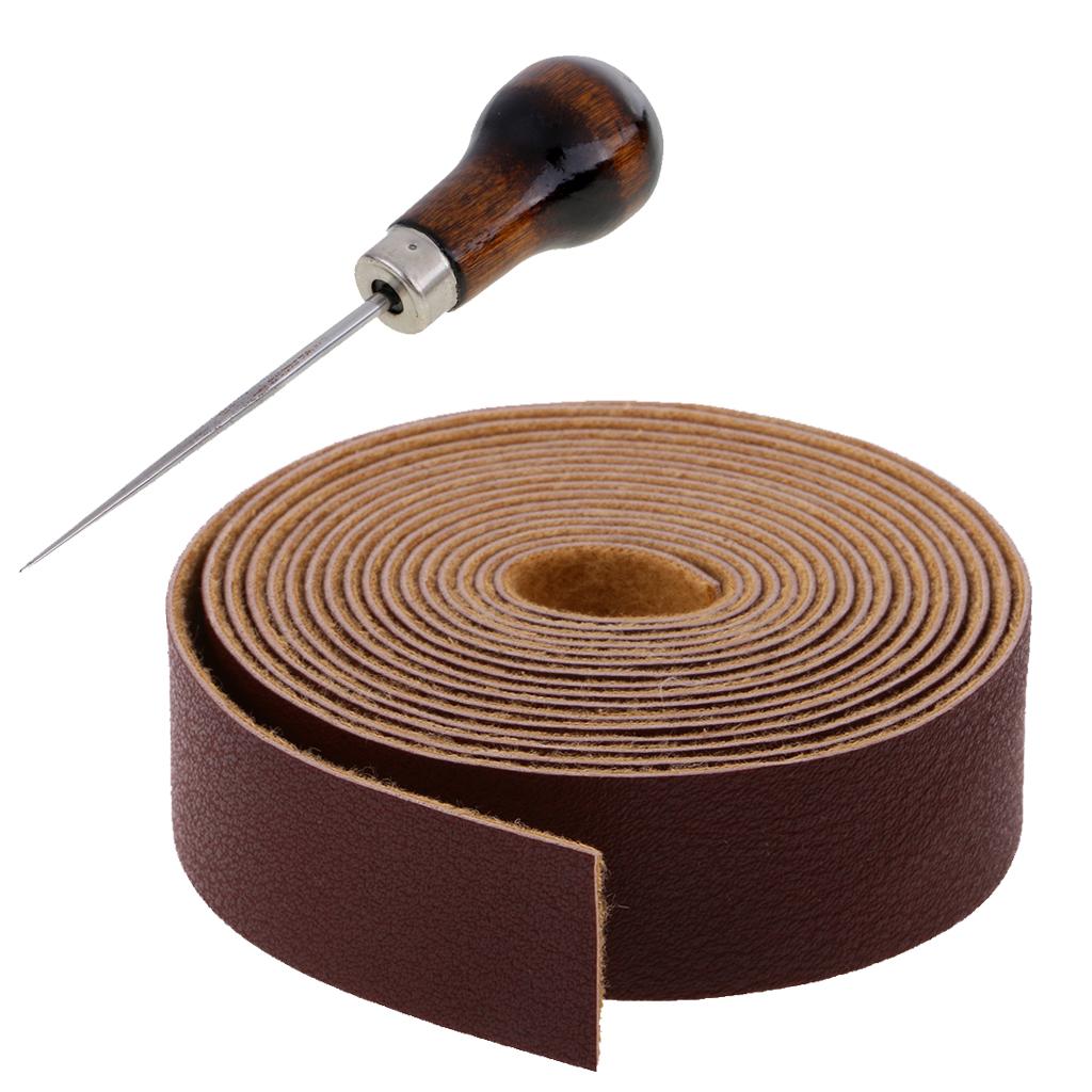 10 Meters Leather Strap Strips Leathercraft Punching Tools Wooden Handle Awl