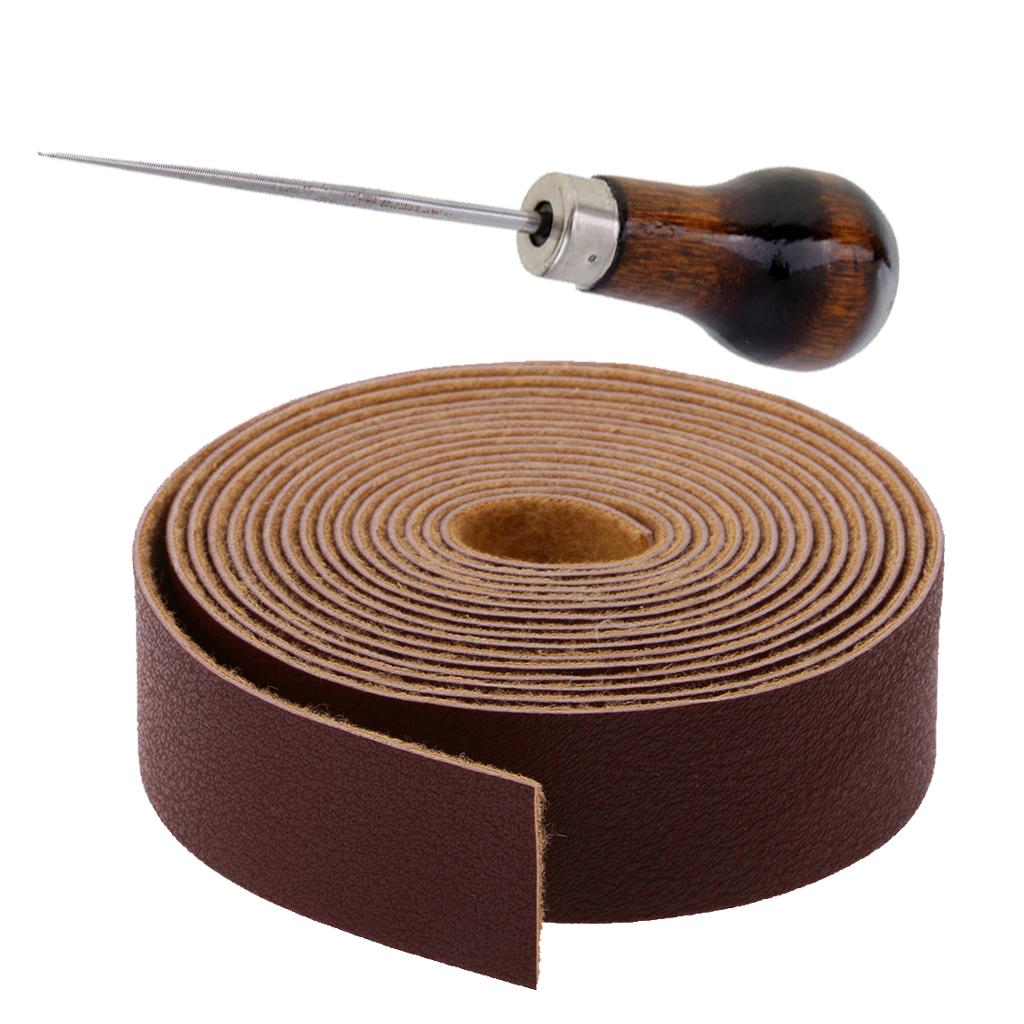 10 Meters Leather Strap Strips Leathercraft Punching Tools Wooden Handle Awl