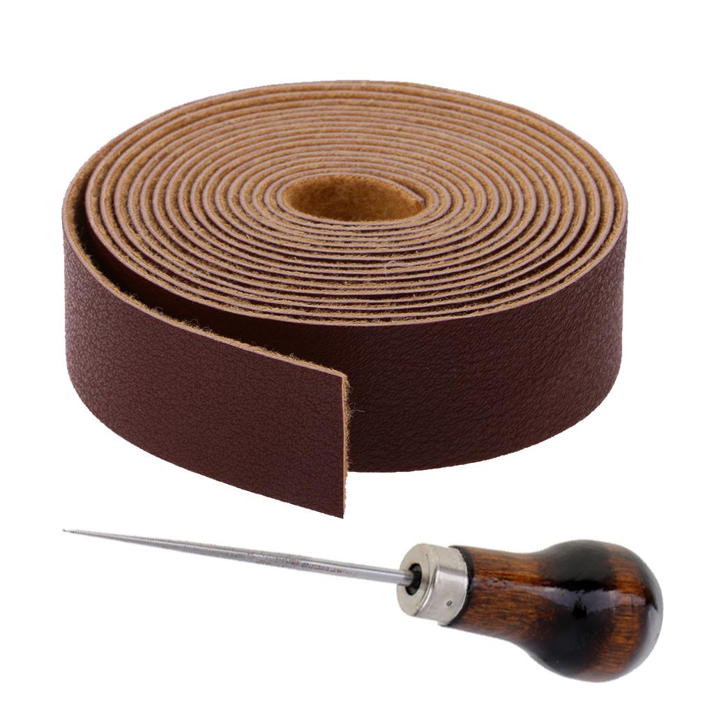 10 Meters Leather Strap Strips Leathercraft Punching Tools Wooden Handle Awl