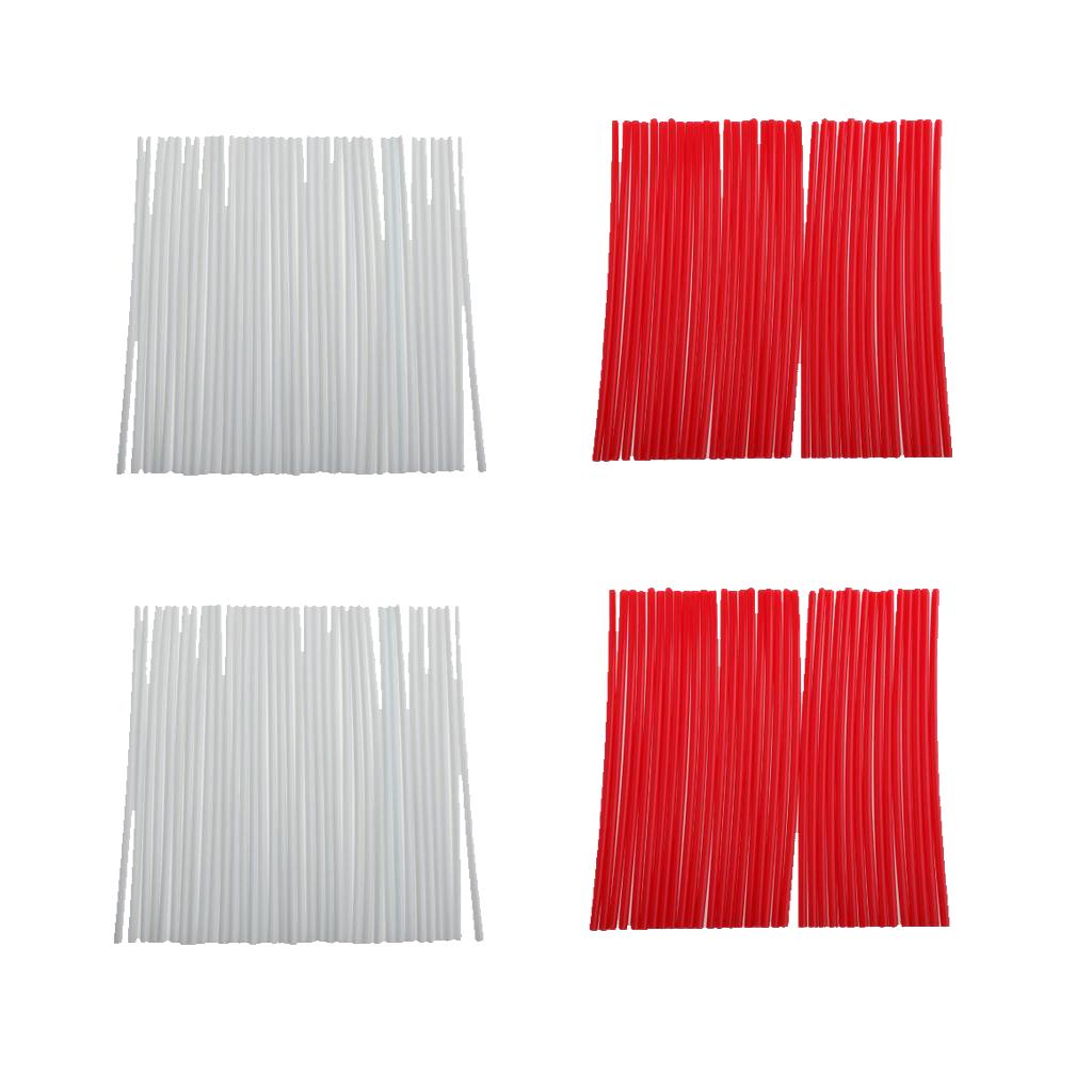 4 Pack Universal Motocross Wheel Rim Spoke Wraps Skins Cover Red/White