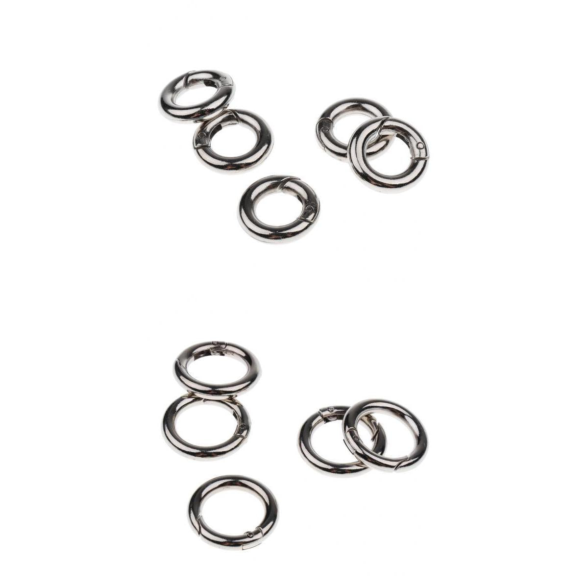 10pcs Zinc Alloy Round Spring Snap Open Hook Key Chain Carabiner 15mm + 20mm