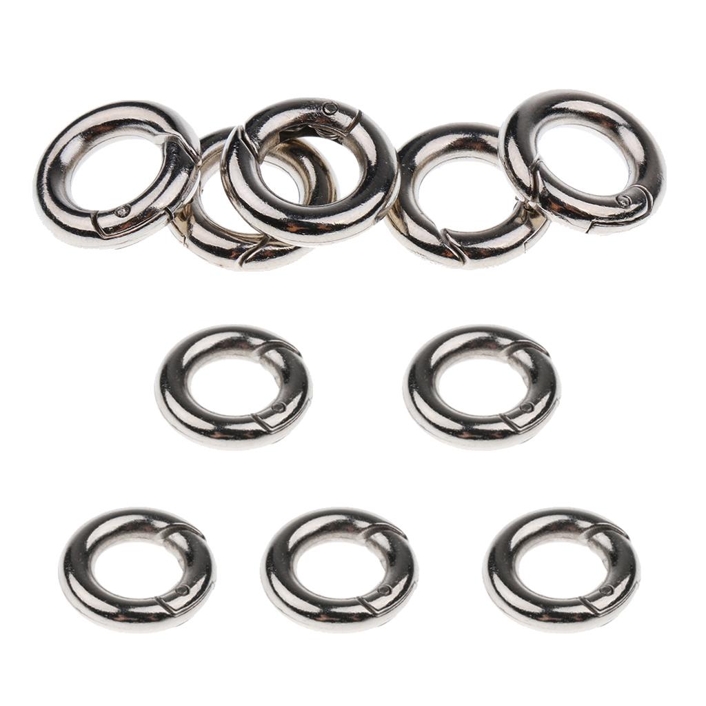 10pcs Zinc Alloy Round Spring Snap Open Hook Key Chain Carabiner 15mm + 20mm