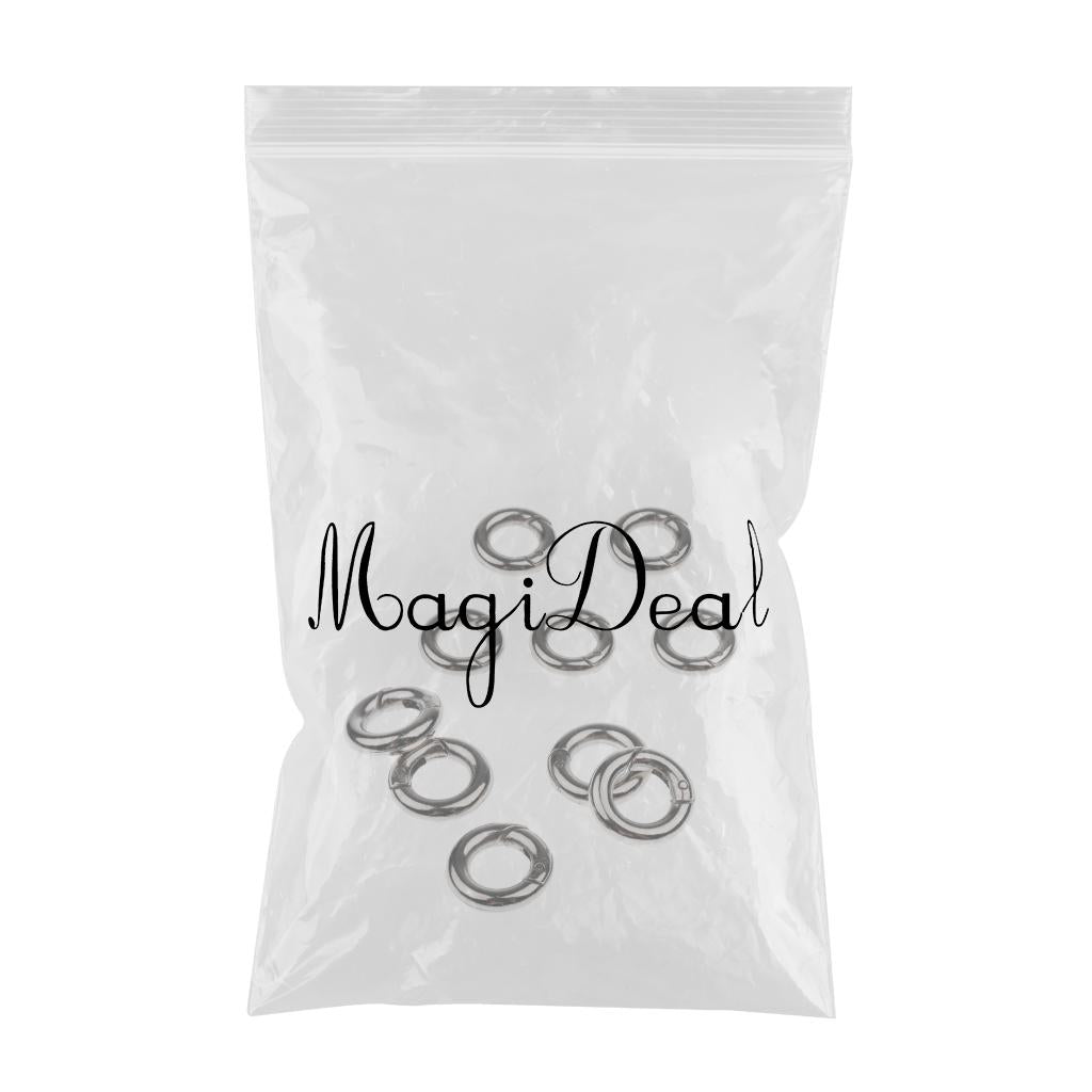 10pcs Zinc Alloy Round Spring Snap Open Hook Key Chain Carabiner 15mm + 20mm