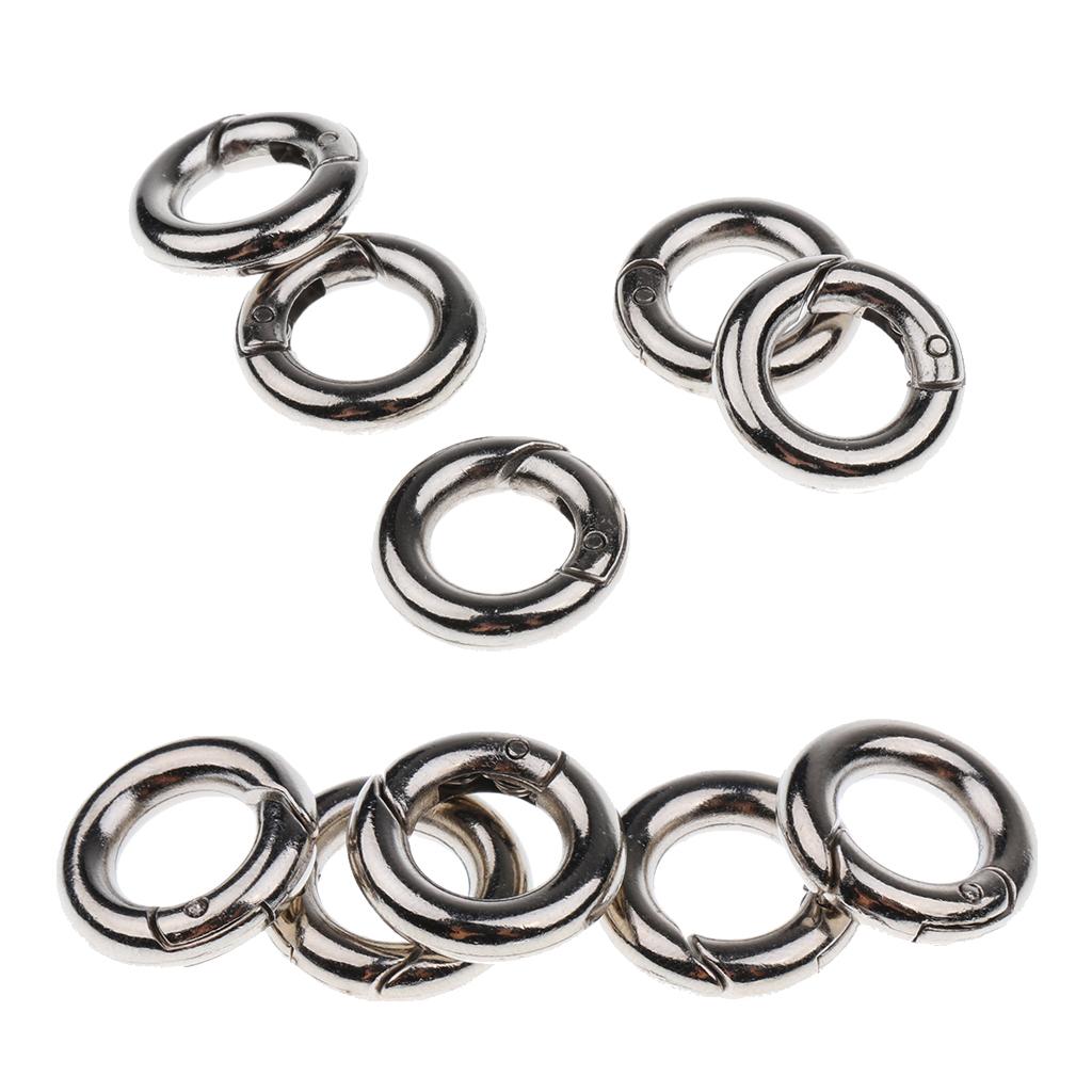 10pcs Zinc Alloy Round Spring Snap Open Hook Key Chain Carabiner 15mm + 20mm