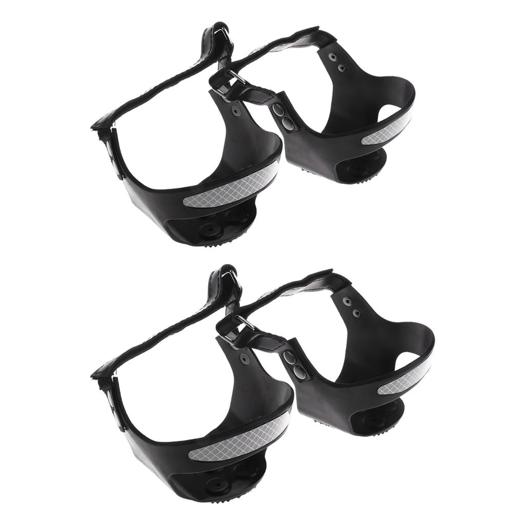 2 Pairs Reflective Ice Snow Shoe Boot Grips Traction Cleats 5 Teeth L + XL