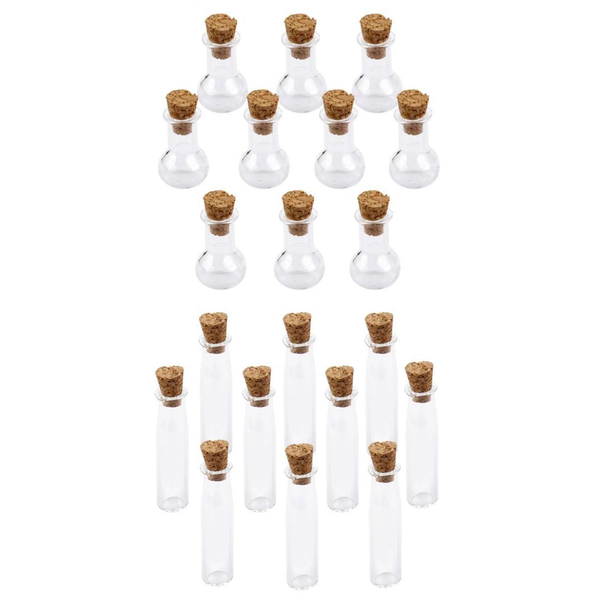 20pcs Mini Glass Cork Bottle Flat Bulb Jars Vials Wish Bottle Love Note