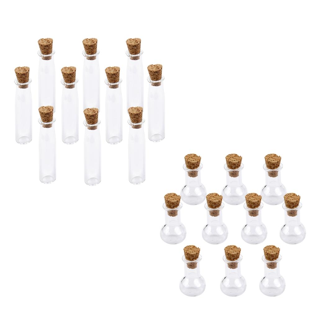 20pcs Mini Glass Cork Bottle Flat Bulb Jars Vials Wish Bottle Love Note