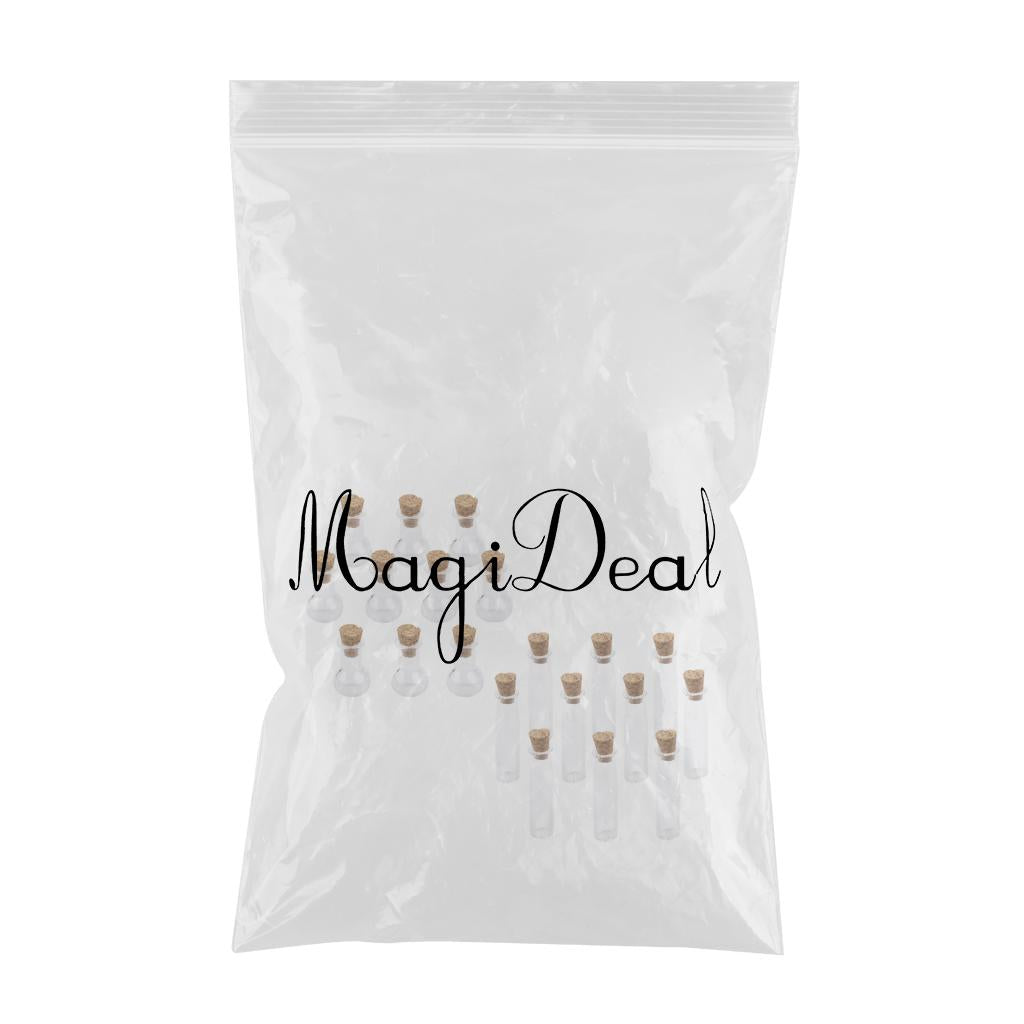 20pcs Mini Glass Cork Bottle Flat Bulb Jars Vials Wish Bottle Love Note