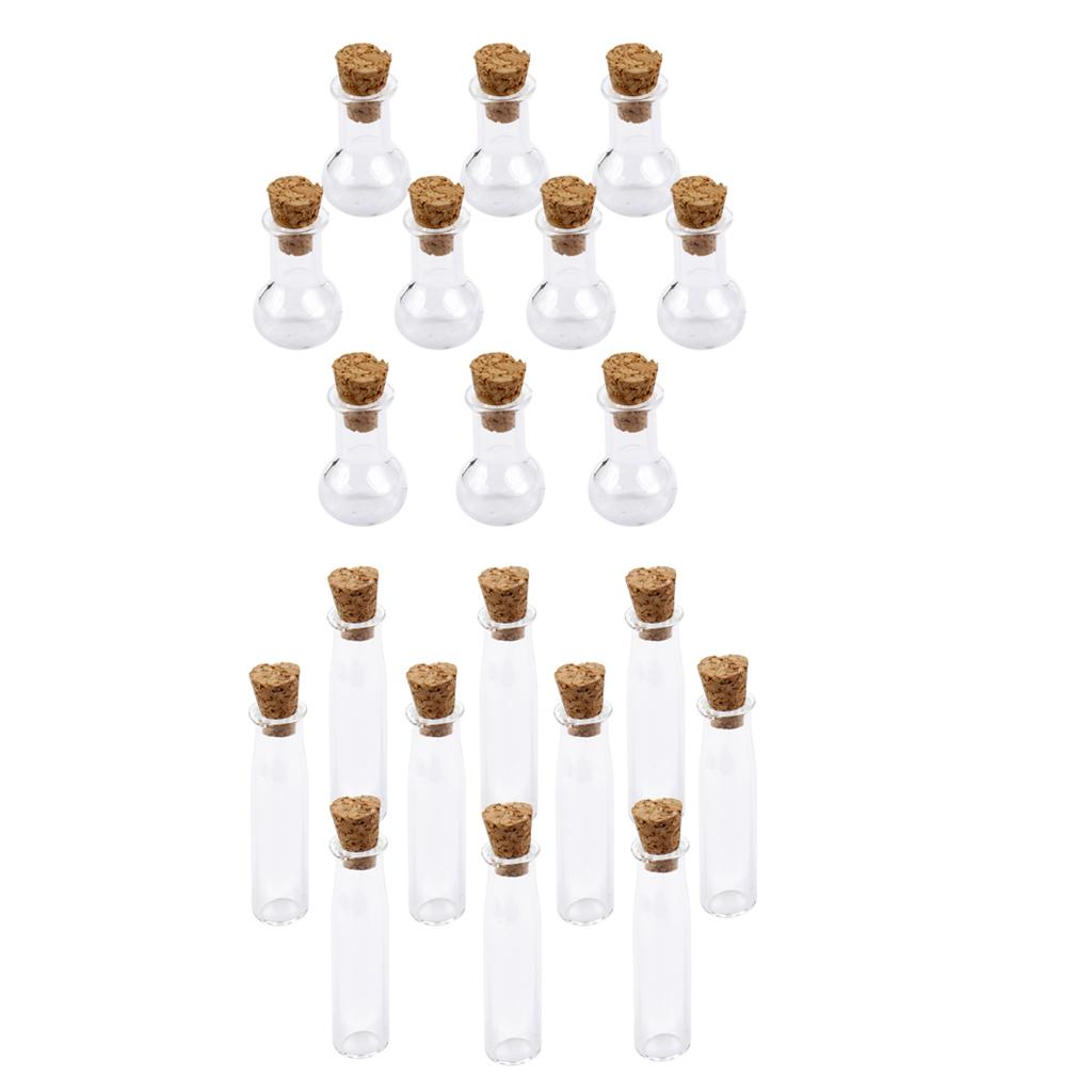 20pcs Mini Glass Cork Bottle Flat Bulb Jars Vials Wish Bottle Love Note