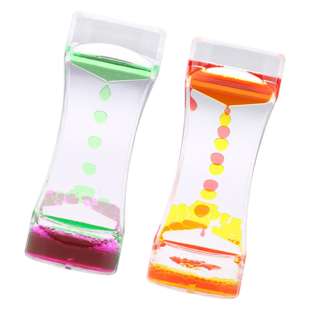 2 Pieces Floating Color Mix Oil Liquid Bubbler Motion Timer Hour Glass A