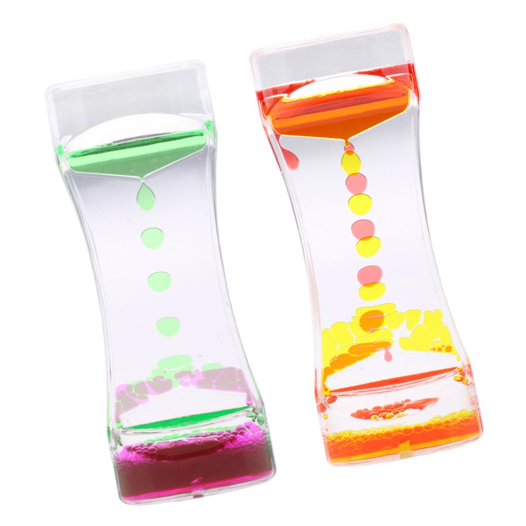 2 Pieces Floating Color Mix Oil Liquid Bubbler Motion Timer Hour Glass A