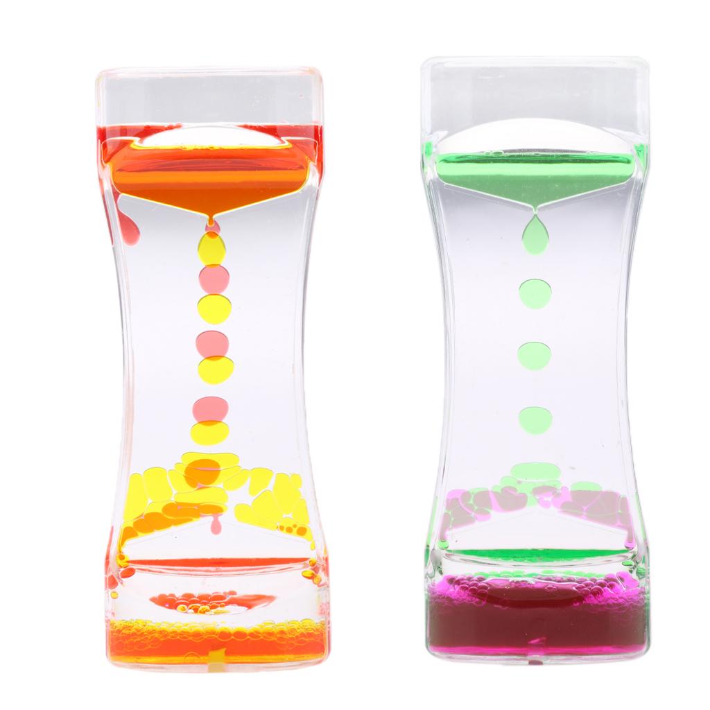 2 Pieces Floating Color Mix Oil Liquid Bubbler Motion Timer Hour Glass A