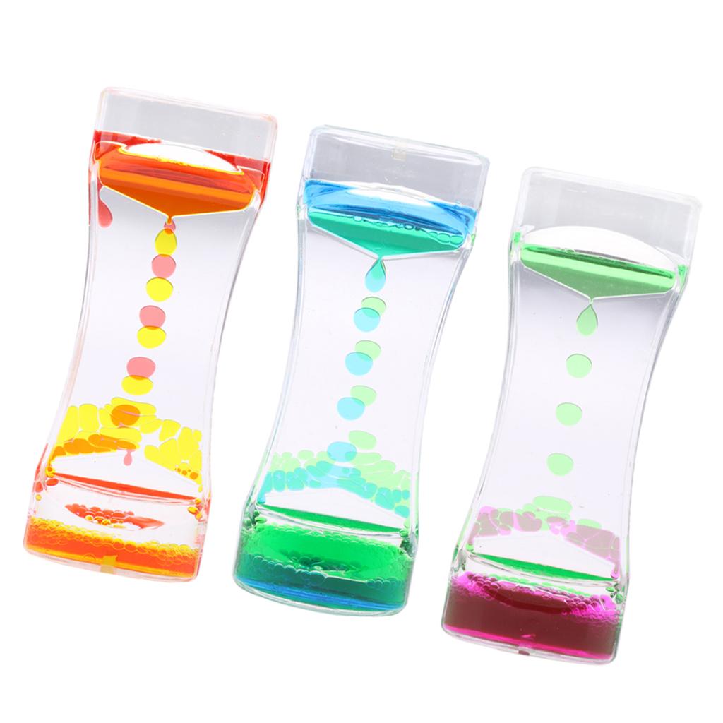3 Pieces Floating Color Mix Oil Liquid Bubbler Motion Timer Hour Glass A