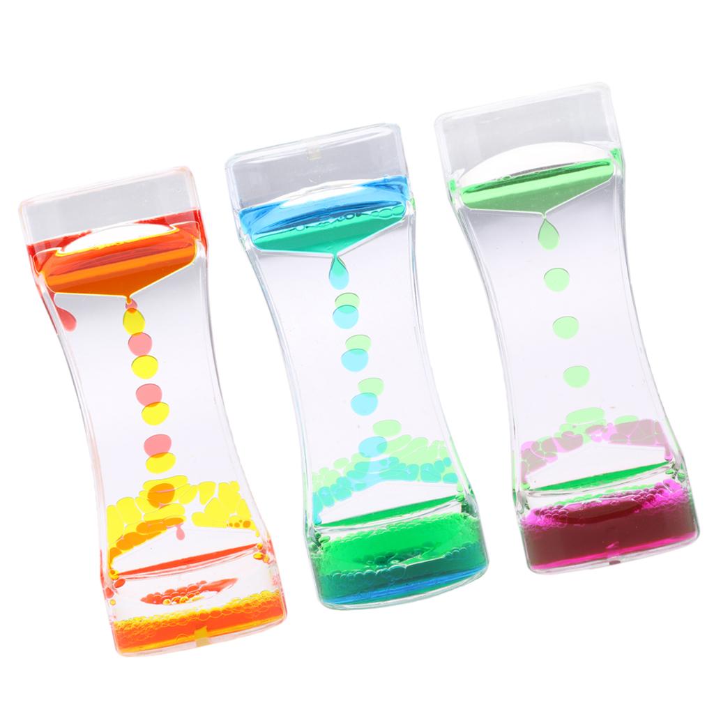 3 Pieces Floating Color Mix Oil Liquid Bubbler Motion Timer Hour Glass A