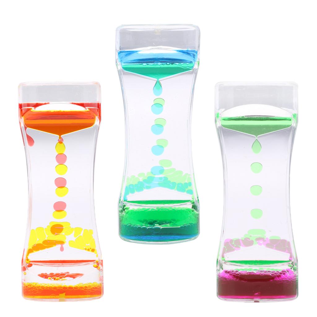 3 Pieces Floating Color Mix Oil Liquid Bubbler Motion Timer Hour Glass A
