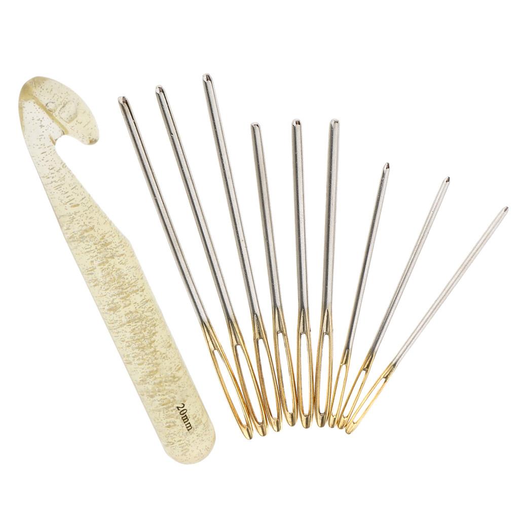 10x Large-eye Blunt Stitching Needles Crochet Hook For Hand Sewing Knitting