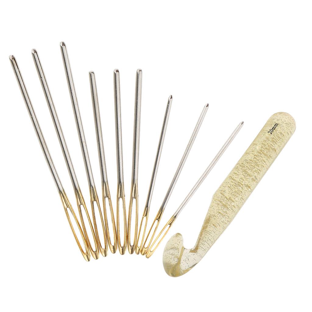 10x Large-eye Blunt Stitching Needles Crochet Hook For Hand Sewing Knitting