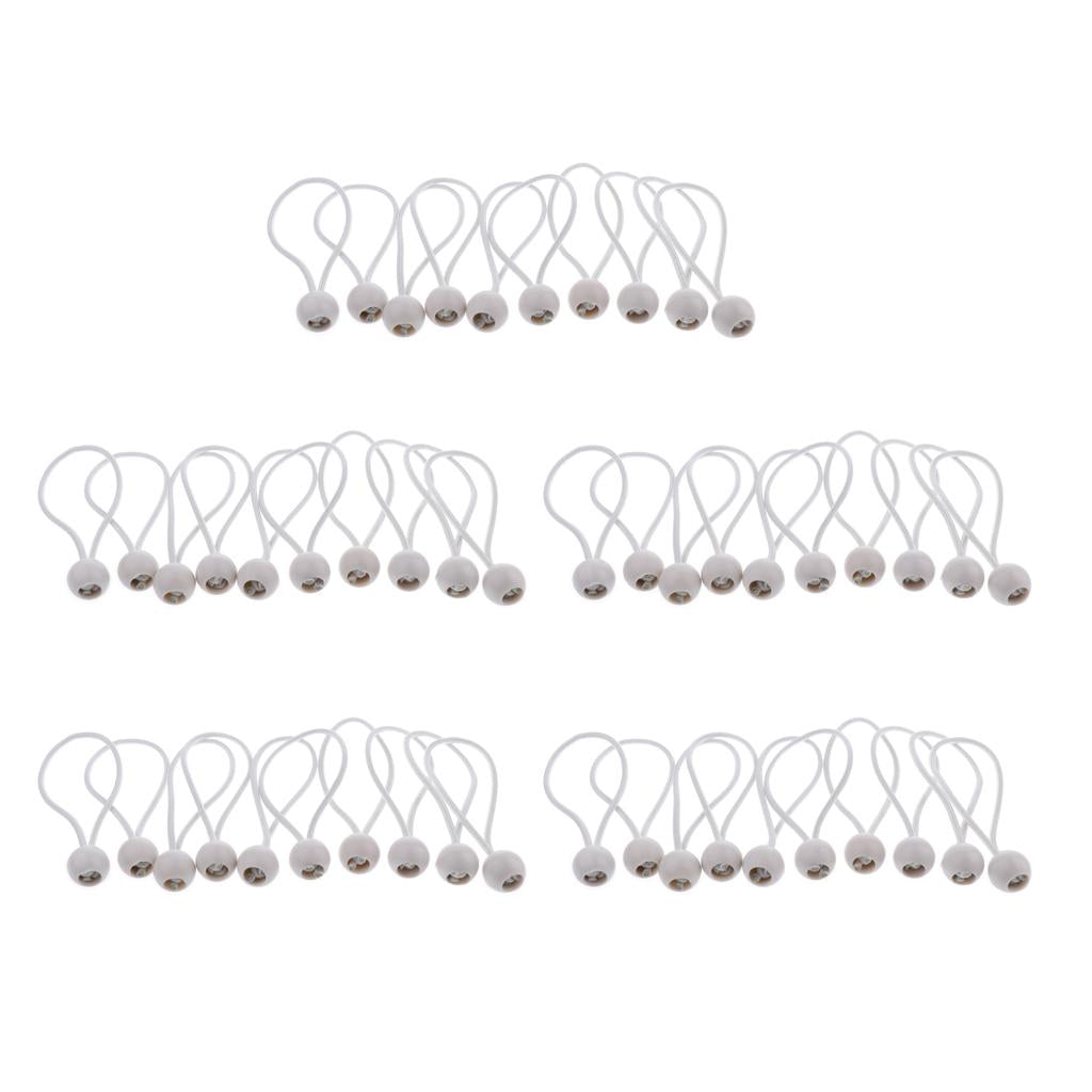 50 Pieces 16cm Heavy Duty Ball Bungee Cord Tie down Cord Canopy Straps white